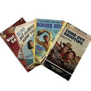 Lot of 4 Vintage Paperbacks – Westerns & Adventure (1949–1957) Pulp Fiction